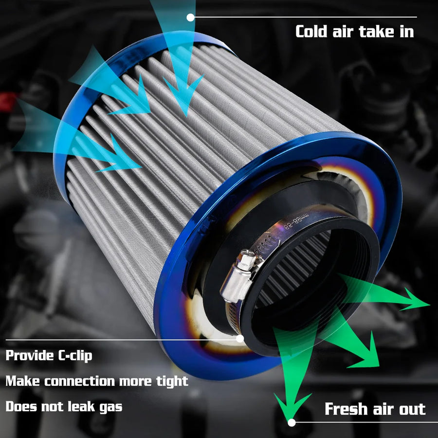 3" 76MM Universal Cold Air Intake Filter