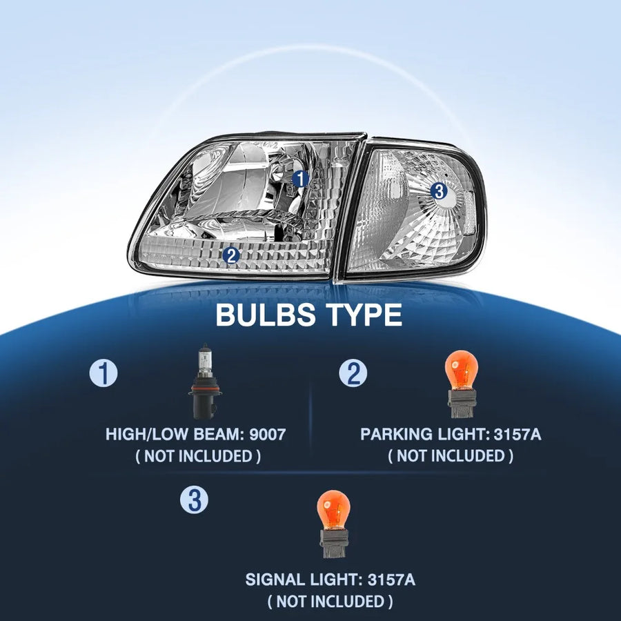 Headlight and Corner Light Set for Ford F-150 1997–2003 – 4-Piece