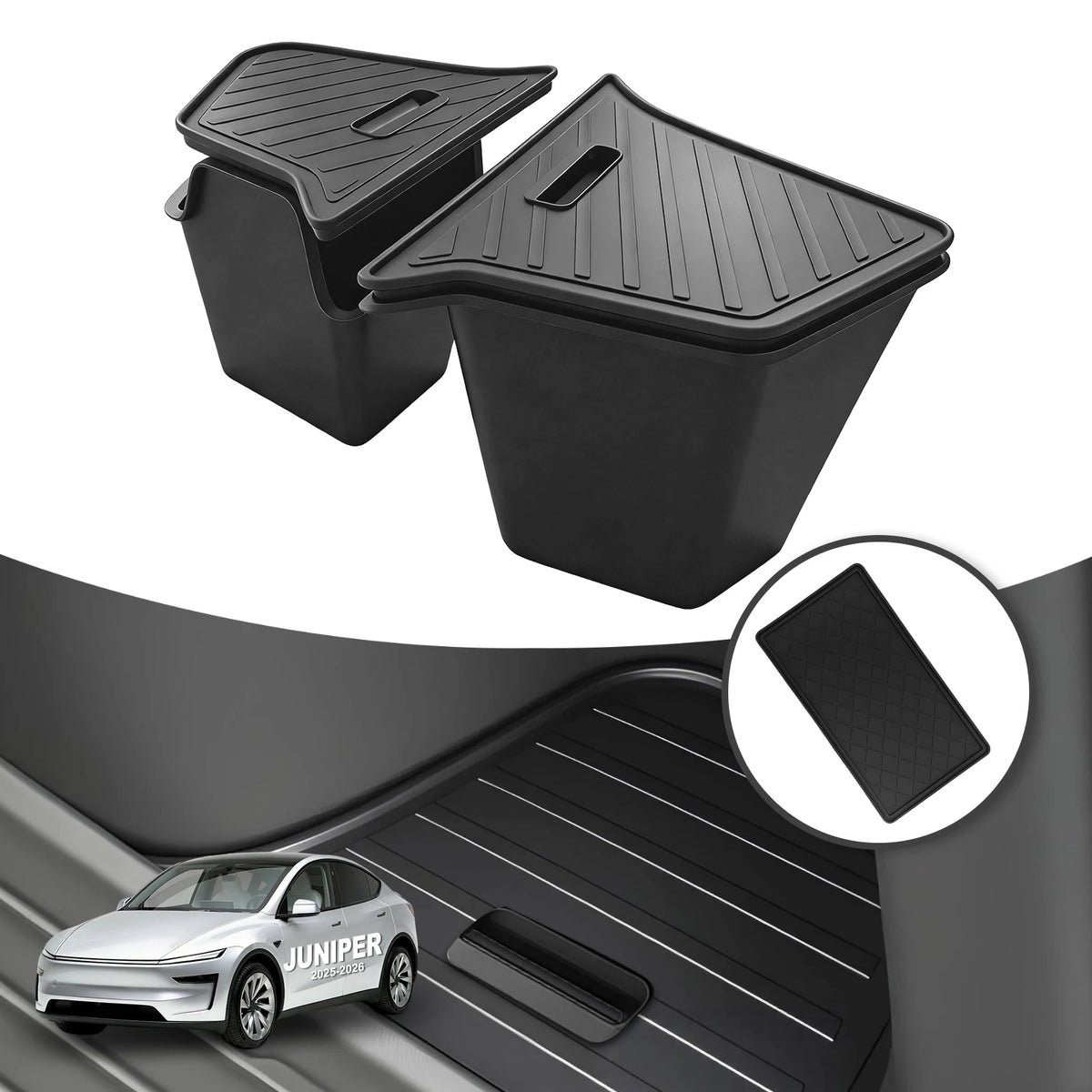 TPE Trunk Side Storage Bins for 2025–2026 Tesla Model Y Juniper – 3 Pieces