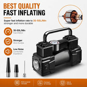 12V Dual-Cylinder Tire Inflator with 150 PSI Gauge