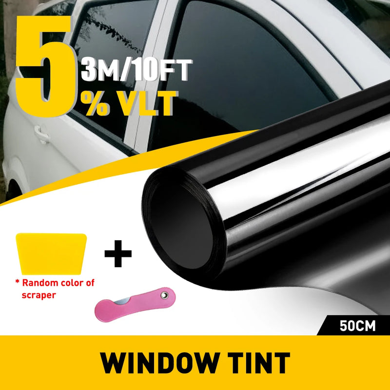 Car Window Privacy Tint Film – 50 × 300 cm, Multiple VLT Options