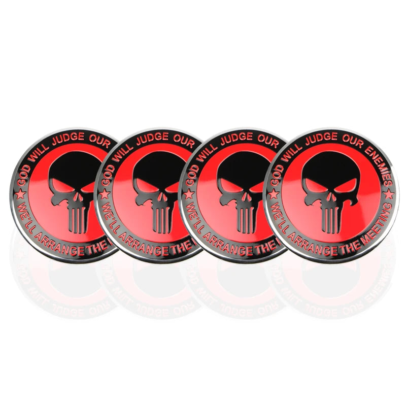 4-Piece Skull Hubcap sticker sticker 56MM aluminum sticker