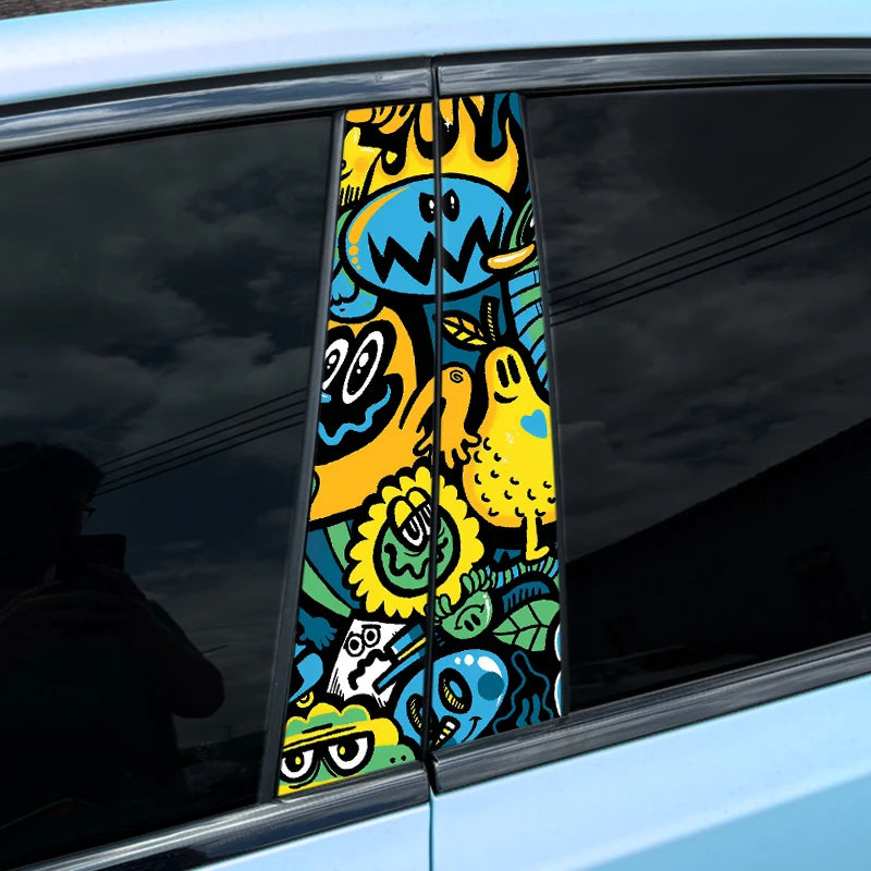 Dopamine Graffiti B-Pillar Car Decal – Waterproof Vinyl