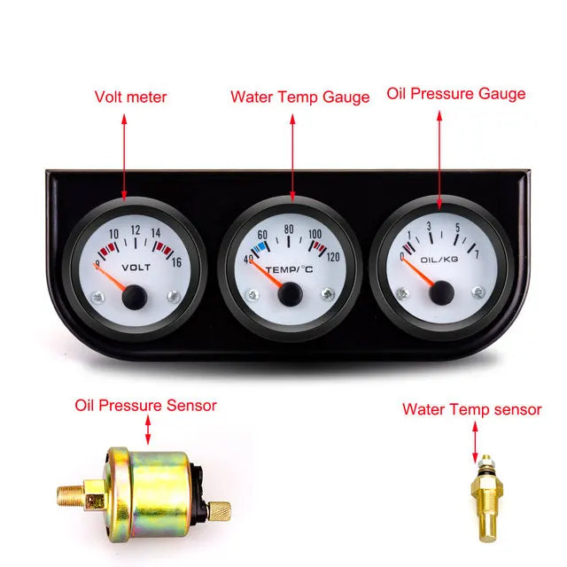 52mm Oil Pressure, Water Temperature, Oil Temperature and More Automotive Gauge