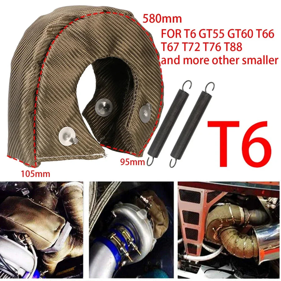 Fiberglass Turbocharger Heat Shield Blanket for T2–T6 Turbos