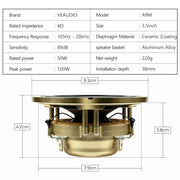 3.5-Inch Ceramic Cone Car Midrange Speaker