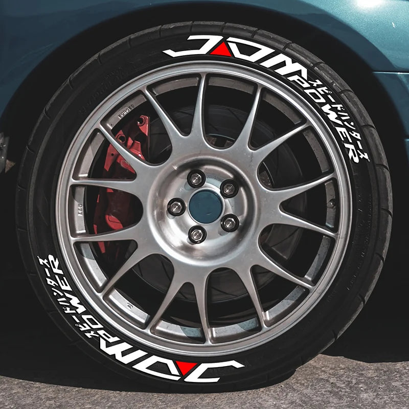 8 Pieces for Four Tires Japanese Tire Letters Stickers Pvc 3D Thickened and Auto Waterproof Tire Decor Stickers