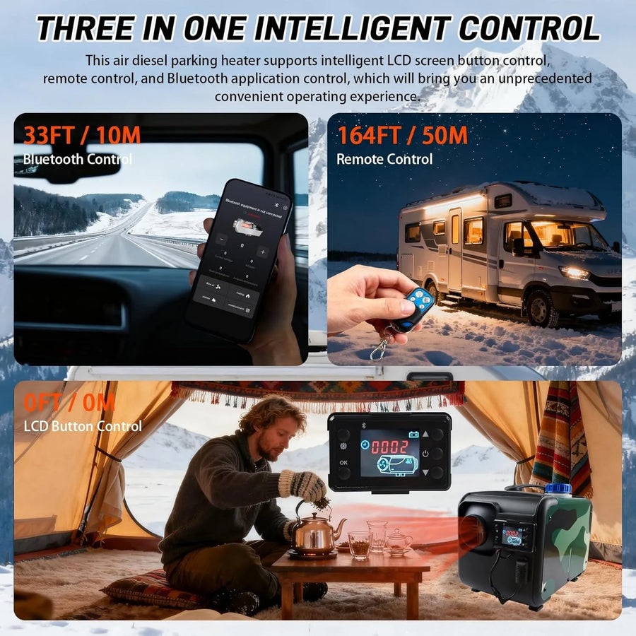 For Car RV 8KW Diesel Air Heater All in one 12V 24V Bluetooth APP Remote 110V