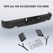 Black Rear Bumper for 2009–2018 Ram 1500 Dual Exhaust, No Sensors