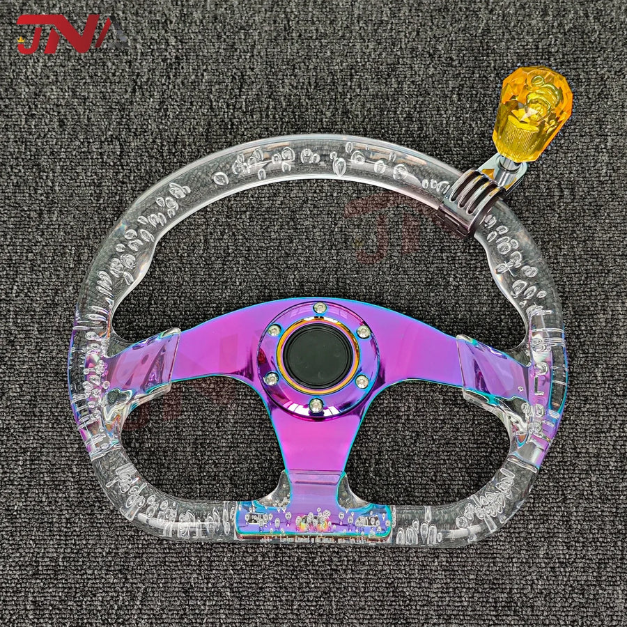 JDM Steering Wheel Acrylic Bubble Handle Aid Booster Ball Power Assist Spinner Knob for Car/Truck