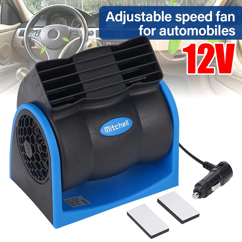 12V Adjustable-speed Car Cooling Fan with Cigarette-lighter Plug
