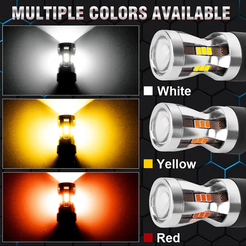 2-Piece 1156/1157/7440/7443 LED Signal Light Bulb – Amber/Yellow/Red/White, CANBUS