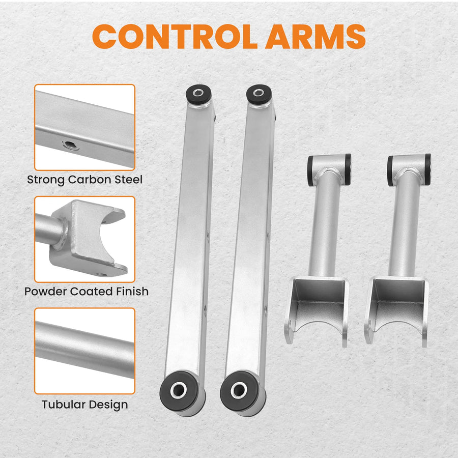 4-Piece Left and Right Rear Lower and Upper Control Arms for Chevrolet Caprice 1978-1996