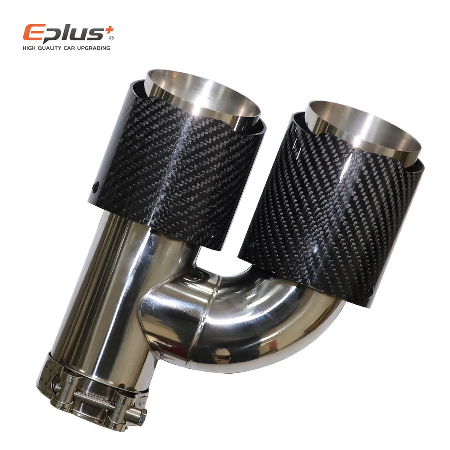 Universal H-Shaped Dual-Outlet Carbon-Fiber & Stainless Steel Exhaust Tip