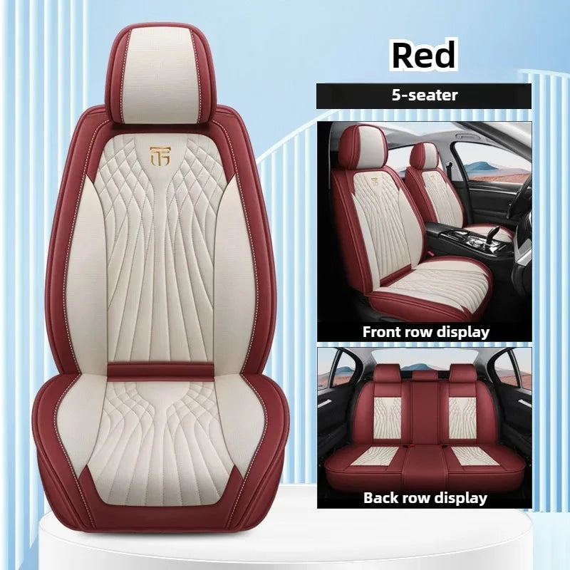 Luxury 3D Stitched Nappa Leather Car Seat Covers 5 Seats Laser Perforated Breathable Easy Fit