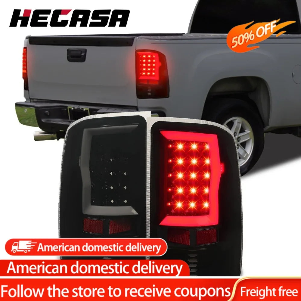 Black LED Tail Light Assembly Set for 2007–2014 GMC Sierra 1500