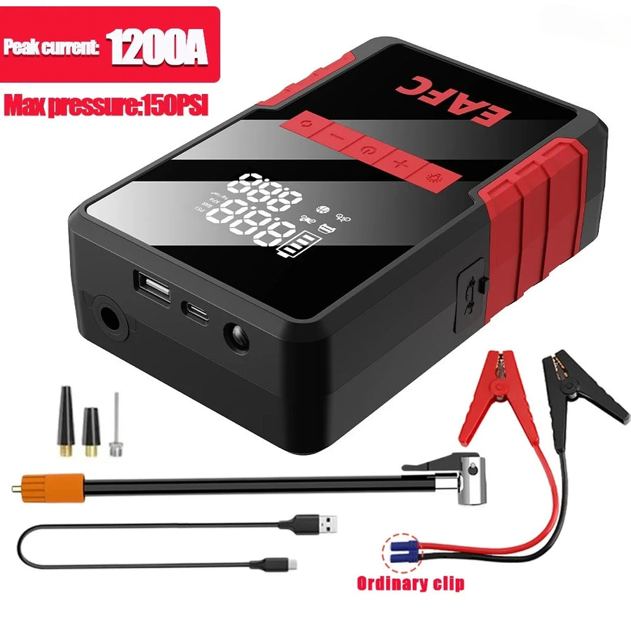 4-in-1 12V Car Jump Starter with 150 PSI Tire Inflator