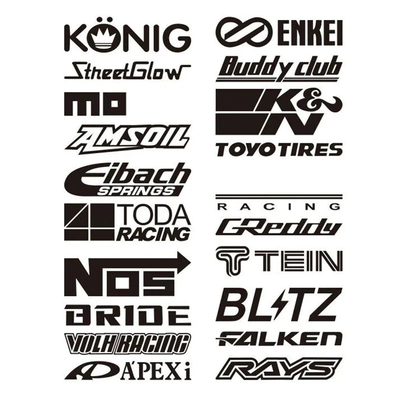 20-Piece Reflective JDM Racing Sponsor Decal Set