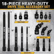 18-Piece Impact Socket Extension Bar, Adapter and Universal Joint Set