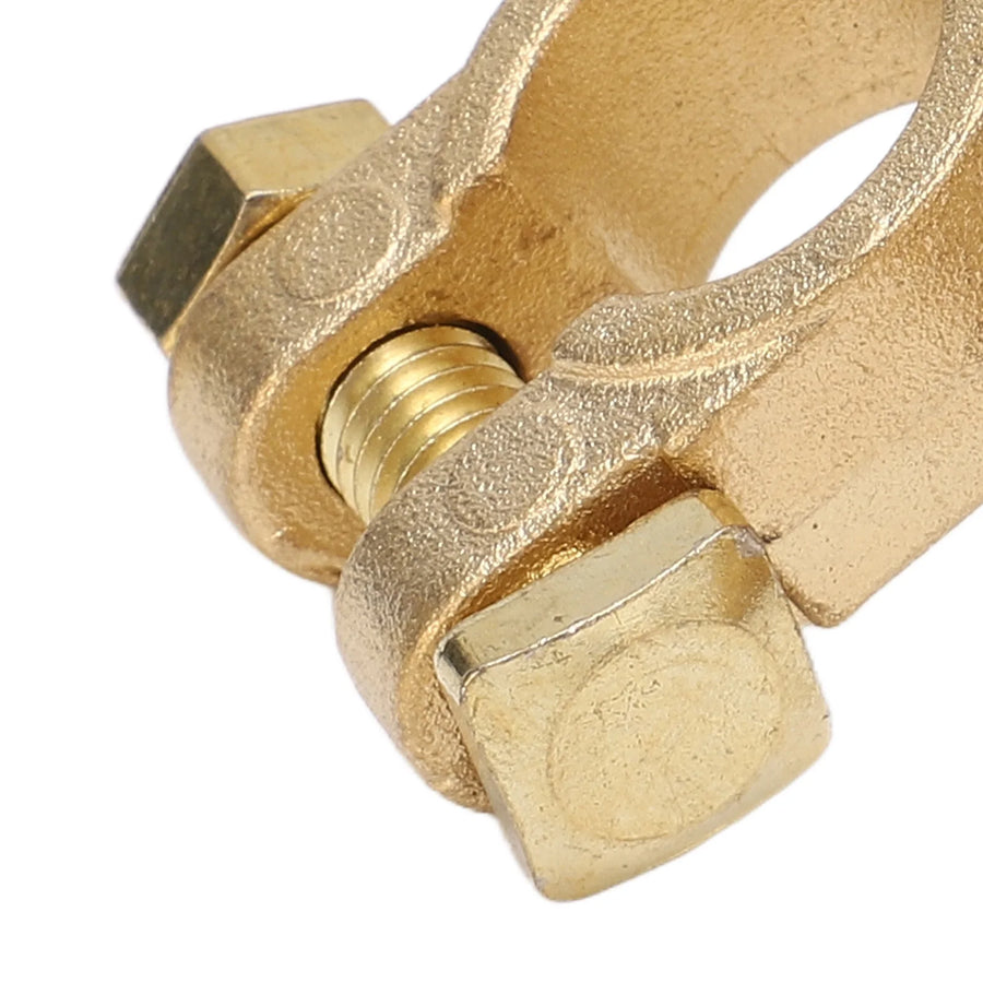 Brass Quick-Release Battery Terminal Clamps - Positive and Negative Pair
