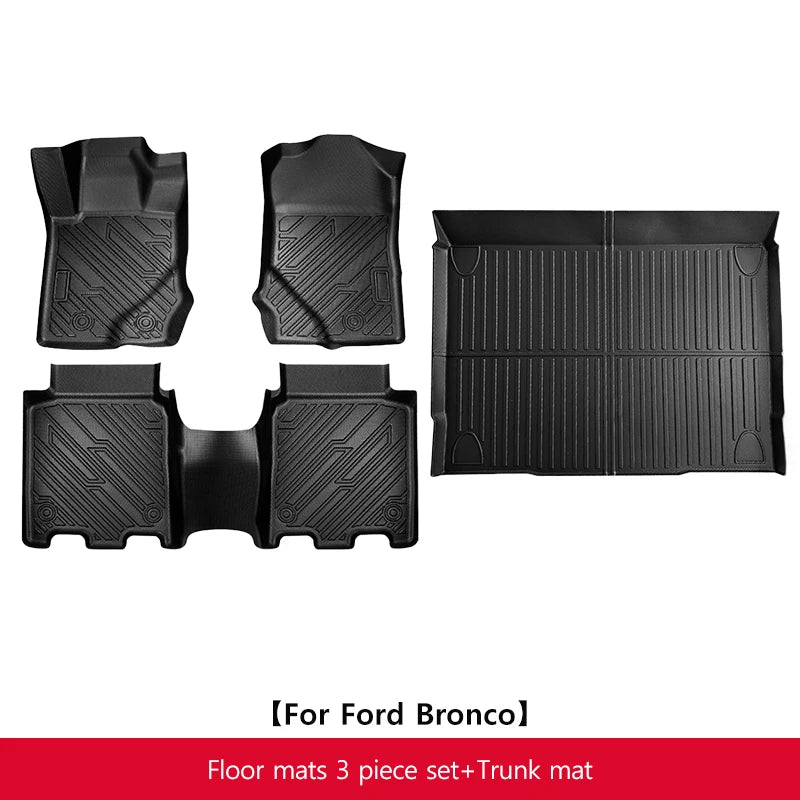 All-Weather Floor Mats and Cargo Liner Set for Ford Bronco 2021 2025 Left Hand Drive Waterproof