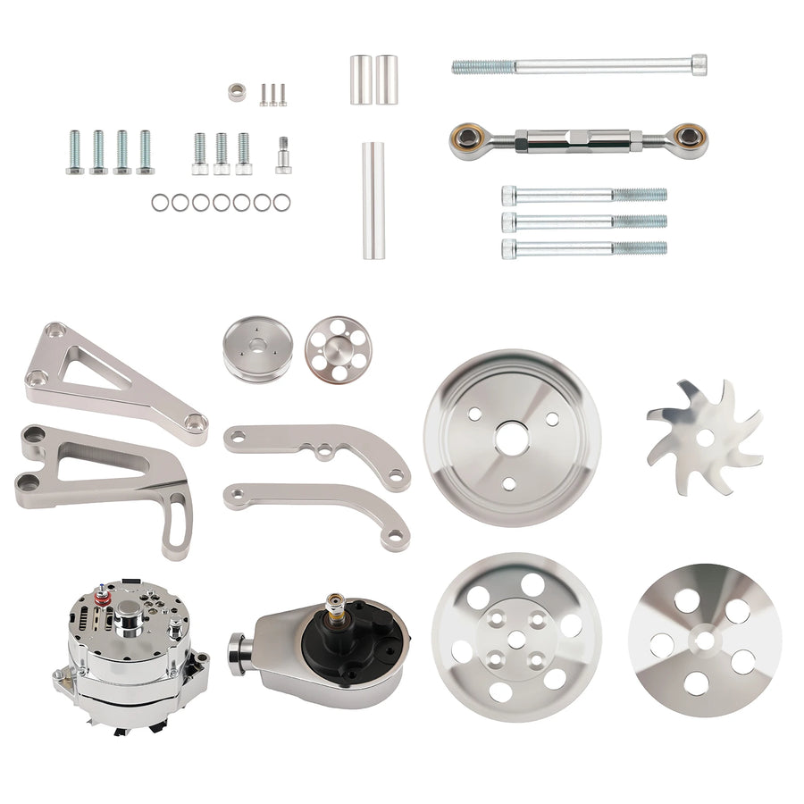 Chrome Engine Accessory Drive Bracket Kit for Chevrolet Small Block