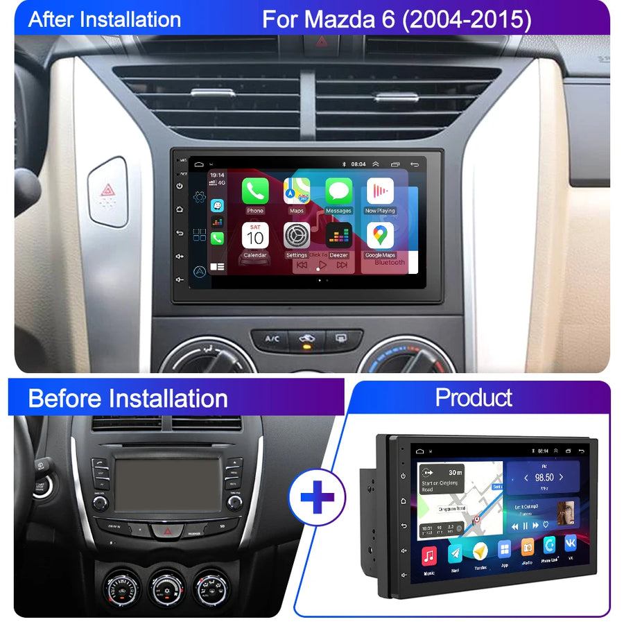 7-Inch 2-DIN Android 15 QLED Car Stereo with Wireless CarPlay and Android Auto