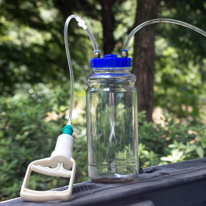 2-Liter Manual Engine Oil Extractor Pump with Storage Bottle