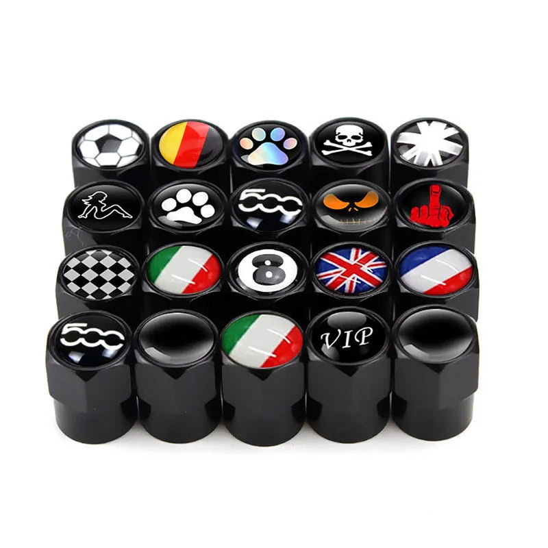 4-Piece Aluminum-Alloy Tire Valve Cap Set