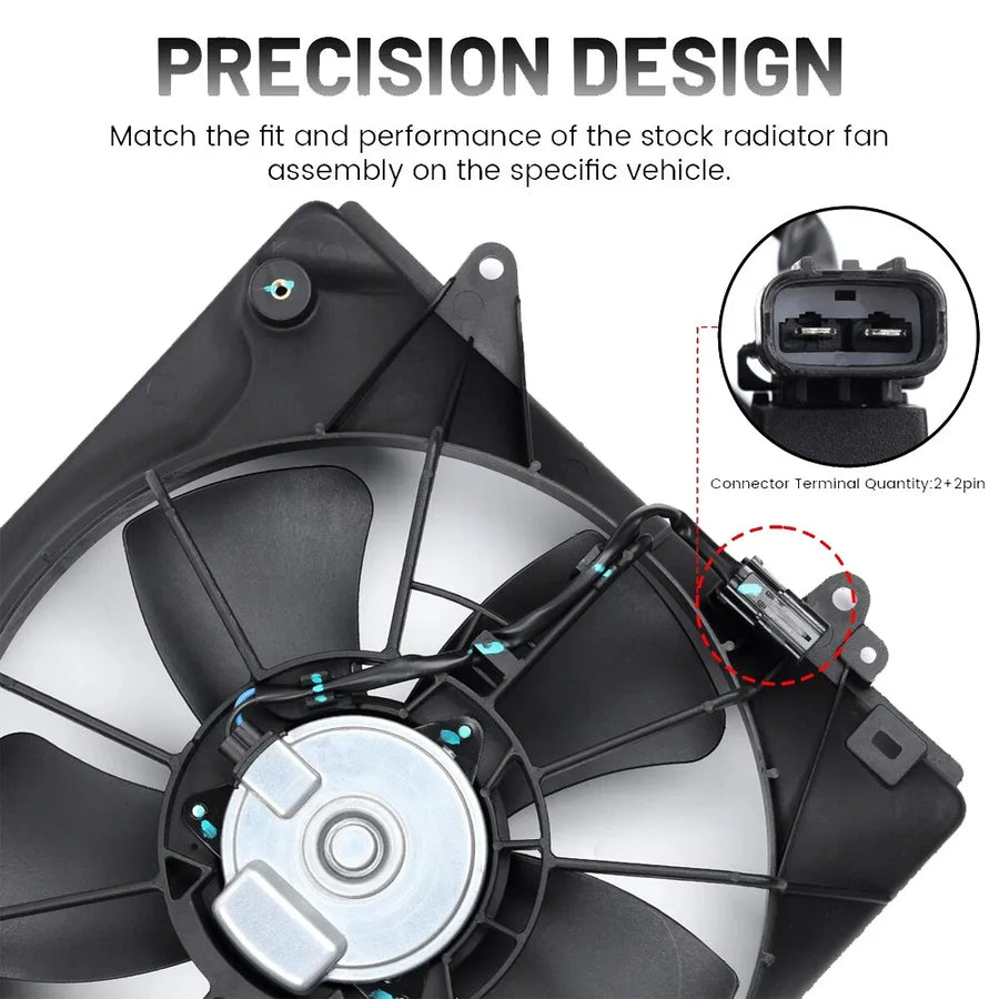 2-Piece Engine AC Condenser Radiator Cooling Fan Assembly for 2016-2022 Honda HR-V 1.8L