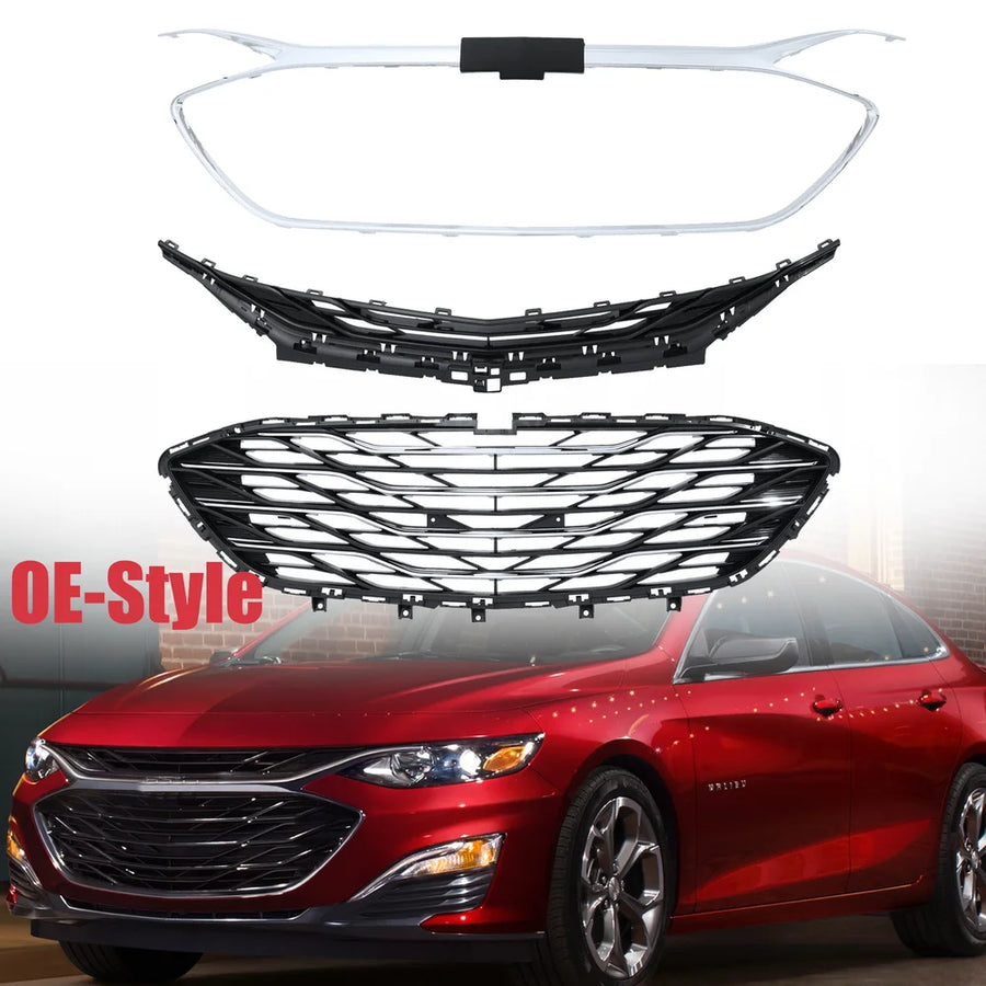 3-Piece Front Grille Set for Chevrolet Malibu 2019-2023