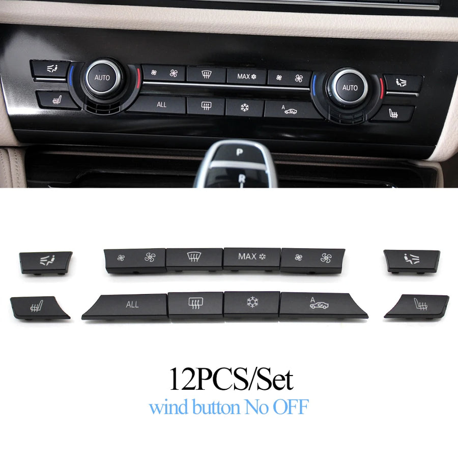 AC Heater Button 12/14-Piece Key Caps Repair Kit Switch Cover for BMW 5 6 7 Series