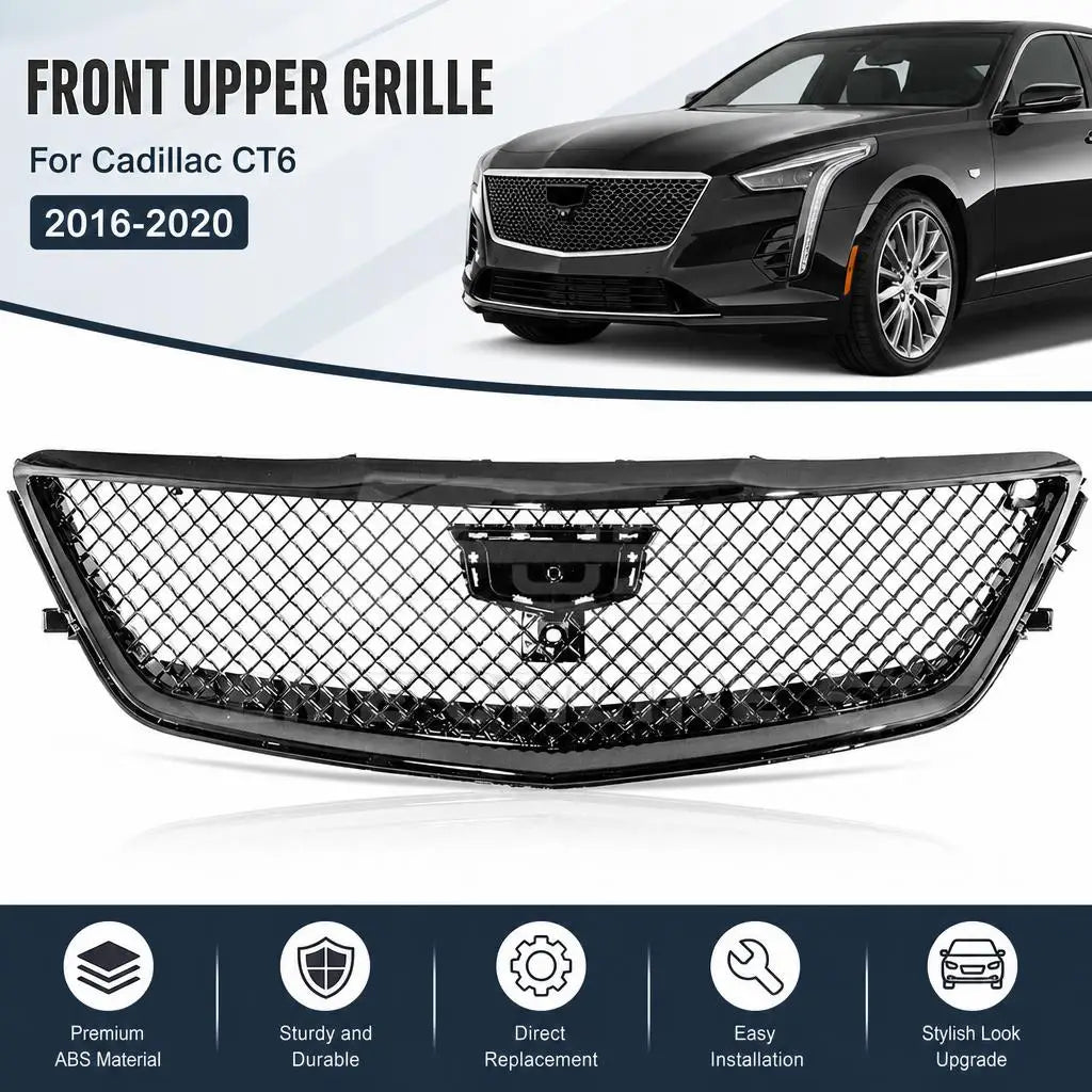 Gloss-Black Front Grille for Cadillac CT6 2016–2020