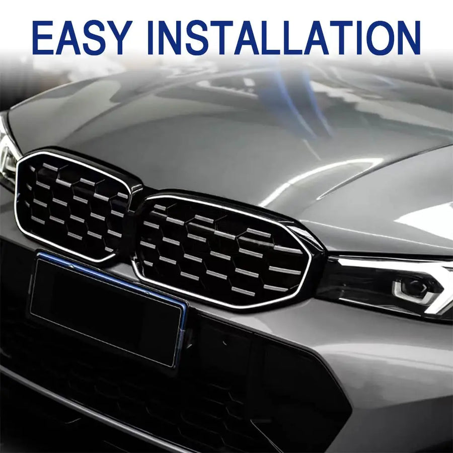 1-Piece Front Bumper Grill Grille Glossy Black with LED for BMW 3 Series 2023 24-IN G20 LCI Sedan 320i