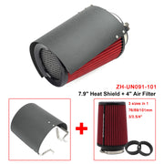 Universal High-Flow Cold Air Intake Filter with Stainless Steel Heat Shield