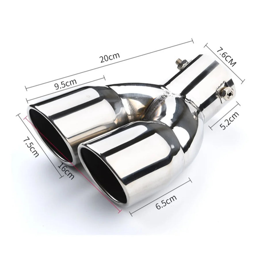 Universal Dual-Outlet Stainless Steel Exhaust Tip, 3-Inch