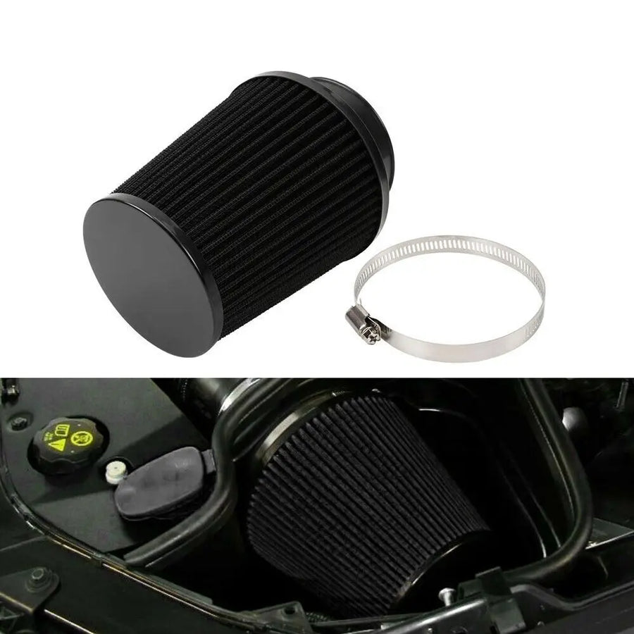 Universal 3 Inch 76mm Air Intake Cone Filter Black Air Filters