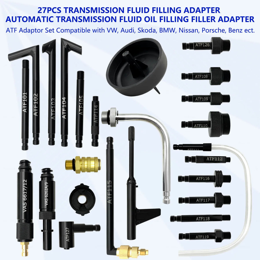 27pc Gearbox Automatic Fluid Oil Filler Adapter, Automatic Transmission Fluid Adapter Set for Automatic Gearbox Oil Pump Distributor Dsg