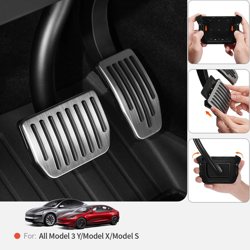 Alloy Accelerator and Brake Pedal Cover Set for Tesla Model 3/Y 2019-2026