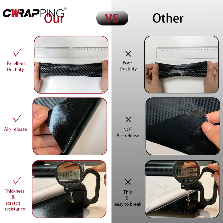 Carbon-Fiber-Look Vinyl Wrap Film – 2D to 9D Styles