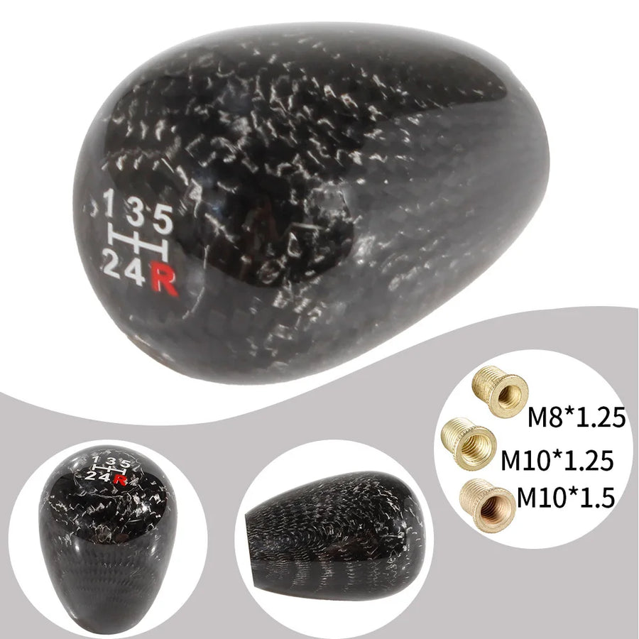 Universal Carbon-Fiber-style Oval 5-Speed Manual Gear Shift Knob