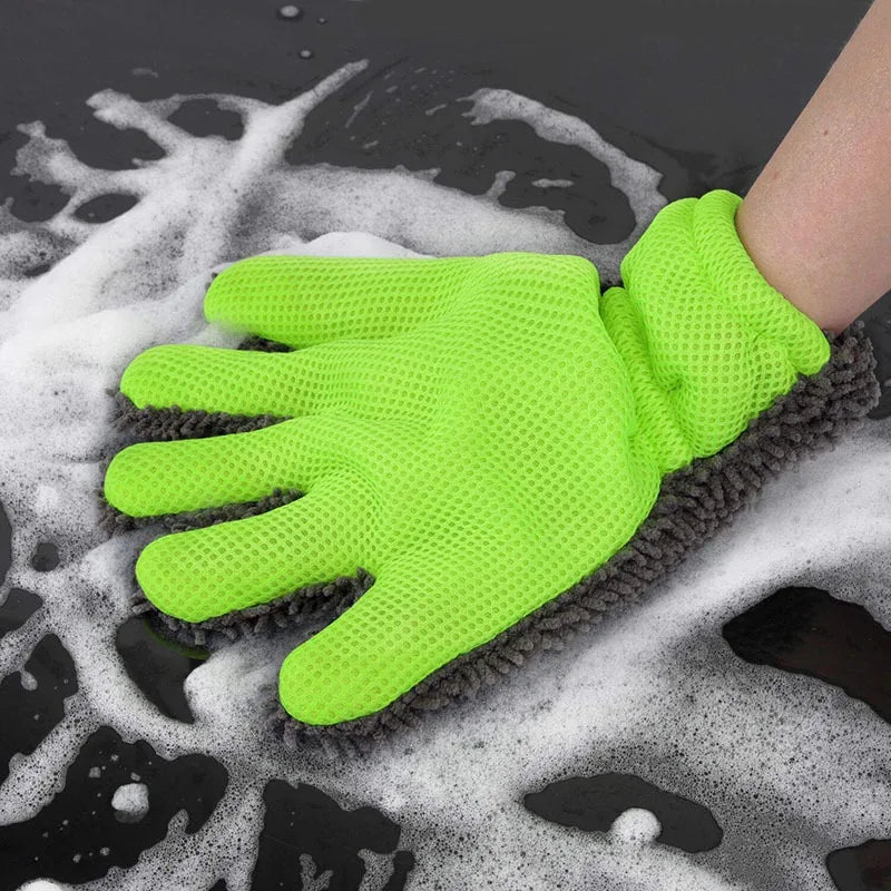 Five-Finger Microfiber Car Wash Gloves – 1 or 2 Pack
