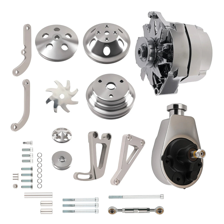 Chrome Engine Accessory Drive Bracket Kit for Chevrolet Small Block