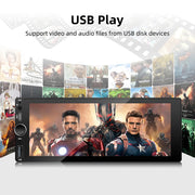 6.86-Inch 1-DIN Wireless CarPlay and Android Auto Car Stereo with USB