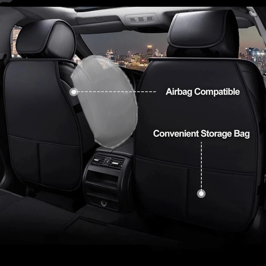 Black Faux-Leather 5-Seat Cover Set – Universal Fit