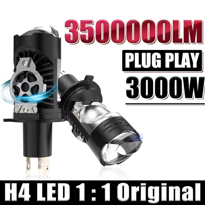 H4 LED Headlight Bulb – 6000K, CANBUS, Projector-Compatible