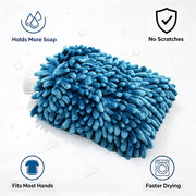 XL Blue Double-Sided Chenille Car Wash Mitt