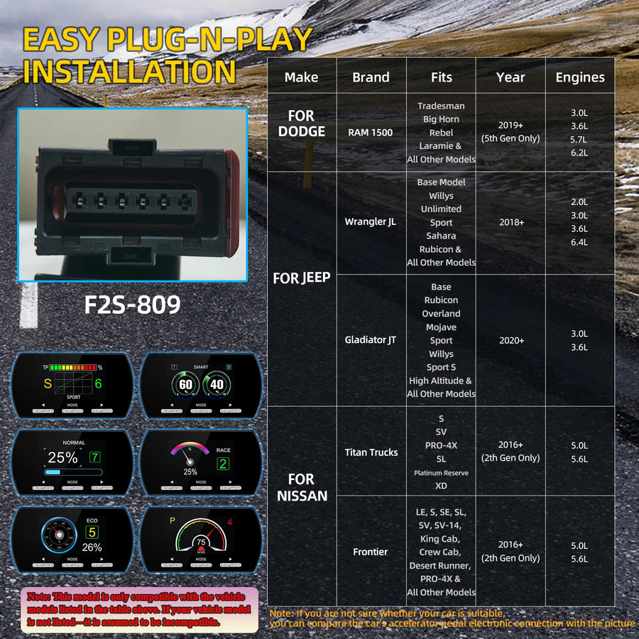 Electronic Throttle Controller with 9 Drive Modes-choose Vehicle Adapter