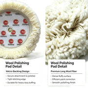 Rolled-Wool Polishing Pad, 9-Inch Face / 7-Inch Backing