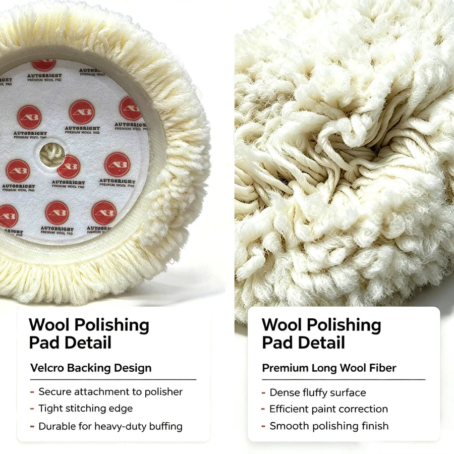 Rolled-Wool Polishing Pad, 9-Inch Face / 7-Inch Backing